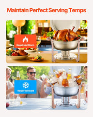 Chafing Dish Buffet Set, 5 Qt 4 Pack, Stainless Steel Chafer with 4 Full Size Pans, Round Catering Warmer Server with Lid Water Pan Folding Stand Clip, for Weddings Parties Banquets, Rose Gold