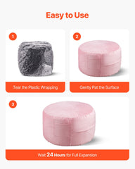 91 cm Round Bean Bag Chair with Removable Cover & Dutch Velvet Pink