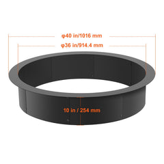 Fire Pit Ring, 40-Inch Outer/36-Inch Inner Diameter, 10inch Height 2.5mm Thick Fire Pit Insert, Heavy Duty Carbon Steel Liner DIY Campfire Ring above or In-Ground, for Outdoor Camping, Bonfires