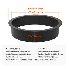 Fire Pit Ring, 40-Inch Outer/36-Inch Inner Diameter, 10inch Height 2.5mm Thick Fire Pit Insert, Heavy Duty Carbon Steel Liner DIY Campfire Ring above or In-Ground, for Outdoor Camping, Bonfires