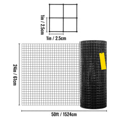 Hardware Cloth, 24\" x50\' & 1\"x1\" Mesh Size, Galvanized Steel Vinyl Coated 16 Gauge Welded Wire with A Cutting Plier & A Pair of Fabric Gloves, for Garden Fencing