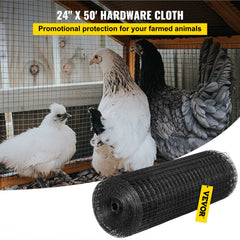 Hardware Cloth, 24\" x50\' & 1\"x1\" Mesh Size, Galvanized Steel Vinyl Coated 16 Gauge Welded Wire with A Cutting Plier & A Pair of Fabric Gloves, for Garden Fencing