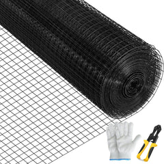 Hardware Cloth, 24" x 100' & 1"x1" Mesh Size, Galvanized Steel Vinyl Coated 16 Gauge Chicken Wire Fencing with A Cutting Plier & A Pair of Fabric Gloves, for Garden Fencing & Pet Enclosures,