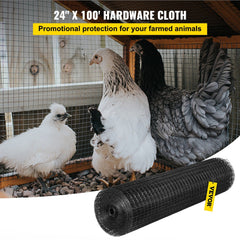 Hardware Cloth, 24" x 100' & 1"x1" Mesh Size, Galvanized Steel Vinyl Coated 16 Gauge Chicken Wire Fencing with A Cutting Plier & A Pair of Fabric Gloves, for Garden Fencing & Pet Enclosures,