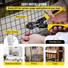 Hardware Cloth, 24" x 100' & 1"x1" Mesh Size, Galvanized Steel Vinyl Coated 16 Gauge Chicken Wire Fencing with A Cutting Plier & A Pair of Fabric Gloves, for Garden Fencing & Pet Enclosures,