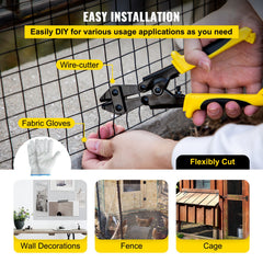 Hardware Cloth, 24" x 100' & 1"x1" Mesh Size, Galvanized Steel Vinyl Coated 16 Gauge Chicken Wire Fencing with A Cutting Plier & A Pair of Fabric Gloves, for Garden Fencing & Pet Enclosures,