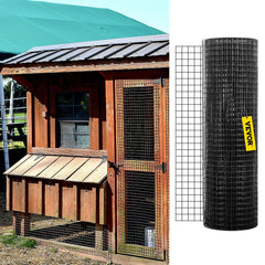 Hardware Cloth, 24" x 100' & 1"x1" Mesh Size, Galvanized Steel Vinyl Coated 16 Gauge Chicken Wire Fencing with A Cutting Plier & A Pair of Fabric Gloves, for Garden Fencing & Pet Enclosures,