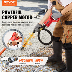 Handheld Electric Concrete Vibrator 800W 1.5M Shaft Air Bubble Remover