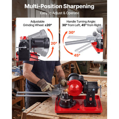 Circular Saw Blade Sharpener, 370W 2890RPM Rotary Angle Mill Grinder Sharpening Machine with 125mm Grinding Wheel & 6 Saw Centerings - Fits Φ80mm to Φ700mm Circular Saw Blades