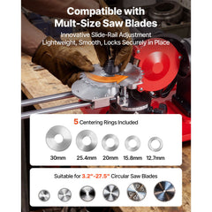 Circular Saw Blade Sharpener, 370W 2890RPM Rotary Angle Mill Grinder Sharpening Machine with 125mm Grinding Wheel & 6 Saw Centerings - Fits Φ80mm to Φ700mm Circular Saw Blades