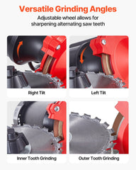Circular Saw Blade Sharpener, 370W 2890RPM Rotary Angle Mill Grinder Sharpening Machine with 125mm Grinding Wheel & 6 Saw Centerings - Fits Φ80mm to Φ700mm Circular Saw Blades