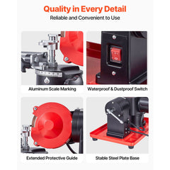 Circular Saw Blade Sharpener, 370W 2890RPM Rotary Angle Mill Grinder Sharpening Machine with 125mm Grinding Wheel & 6 Saw Centerings - Fits Φ80mm to Φ700mm Circular Saw Blades