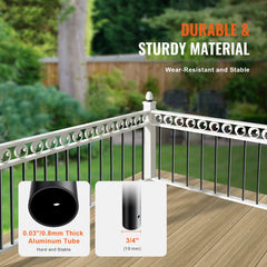 Staircase Metal Balusters, 3/4'' Round x 32'' Long Aluminum Decorative Banister Spindles, 101 Pack Deck Baluster with Screws, Classic Hollow Deck Railing Satin Black Powder Coated for Porch