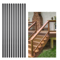 Staircase Balusters 101 Pack, 660 mm Aluminum Stair Balusters, 19 mm Water-Proof Round Metal Spindle Railing, Hollow Deck Railing with Rail Caps & Screws for Stairs, Porch, Patio, Matte Black