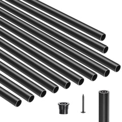Staircase Balusters 101 Pack, 32 In Aluminum Stair Balusters, 3/4 In Water-Proof Round Metal Spindle Railing, Hollow Deck Railing with Rail Caps & Screws for Stairs, Porch, Patio, Fence, Black