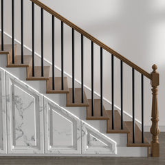 Staircase Balusters 101 Pack, 32 In Aluminum Stair Balusters, 3/4 In Water-Proof Round Metal Spindle Railing, Hollow Deck Railing with Rail Caps & Screws for Stairs, Porch, Patio, Fence, Black