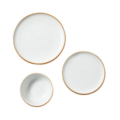 18 PCS Dinnerware Set Ceramic Plates and Bowls Sets Service for 6 White