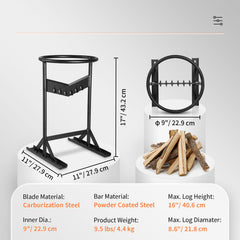 Firewood Kindling Splitter, 9''x17'' XL Wood Splitter, Unique V-Shaped Finger-Safety Blade, Manual Log Splitter for Wood Splitting, Heavy Duty Strong Steel Structure & Stability, Log Splitter