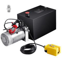 Hydraulic Pump, 12 Quart Hydraulic Power Unit, Single Acting Dump Trailer Pump, 0.91 GPM Flow Rate, 3200 PSI Max Relief Pressure, DC 12V Hydraulic Pump for Dump Trailer Car Lifting