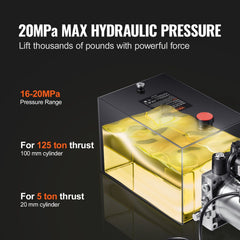 Hydraulic Pump, 12 Quart Hydraulic Power Unit, Single Acting Dump Trailer Pump, 0.91 GPM Flow Rate, 3200 PSI Max Relief Pressure, DC 12V Hydraulic Pump for Dump Trailer Car Lifting