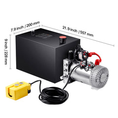 Hydraulic Pump, 12 Quart Hydraulic Power Unit, Single Acting Dump Trailer Pump, 0.91 GPM Flow Rate, 3200 PSI Max Relief Pressure, DC 12V Hydraulic Pump for Dump Trailer Car Lifting