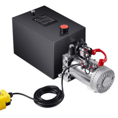 Hydraulic Pump, 12 Quart Hydraulic Power Unit, Single Acting Dump Trailer Pump, 0.91 GPM Flow Rate, 3200 PSI Max Relief Pressure, DC 12V Hydraulic Pump for Dump Trailer Car Lifting