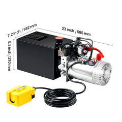 Hydraulic Pump, 10 Quart Hydraulic Power Unit, Double Acting Dump Trailer Pump, 0.91 GPM Flow Rate, 3200 PSI Max Relief Pressure, DC 12V Hydraulic Pump for Dump Trailer Car Lifting