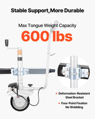 Electric Trailer Dolly, 2.5 T Towing Capacity, 380W 12V Motorized Jockey Wheel with 7 m/min Moving Speed, 31-63 cm Adjustable Clamp Height & 20.3 cm Rubber Tire, For Moving Caravan Boat