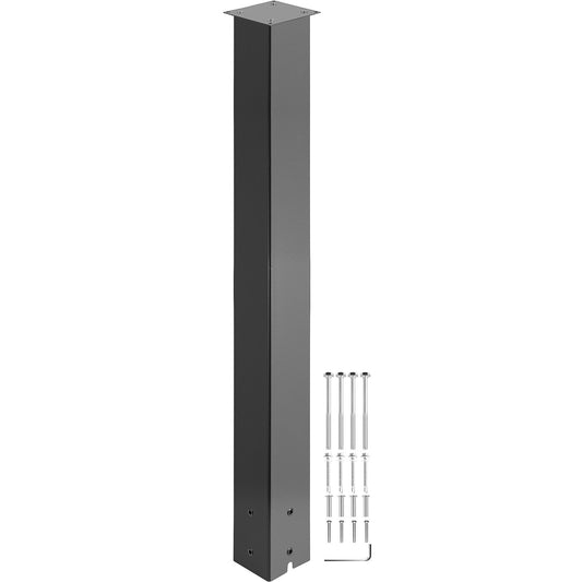 Mailbox Post Stand Mail Box Post 43" Black Powder-Coated Steel for Outdoor