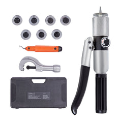 Hydraulic Tube Expander, 3/8" to 1-1/8" OD, HAVC Hydraulic Swaging Tool with 7 Pipe Expander Heads, Deburring Tool, Pipe Cutter for Copper Aluminum Brass Soft Steel Pipes