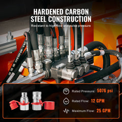 1/2" Flat Face Hydraulic Couplers 1/2" NPT Skid Steer Couplers 2 Dust Caps