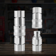 1/2" Flat Face Hydraulic Couplers 1/2" NPT Skid Steer Couplers 2 Dust Caps