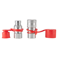 1/2" Flat Face Hydraulic Couplers 1/2" NPT Skid Steer Couplers 2 Dust Caps