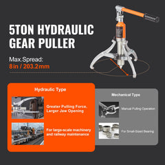 Hydraulic Gear Puller 5 Ton Wheel Pulley Bearing 2 or 3-Jaw with Case