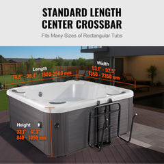 Hot Tub Cover Lift, Spa Cover Lift, Hydraulic, Height 84.07cm - 104.9cm Width 134.87cm - 234.95cm Adjustable, Installed Underneath on one Sides, Suitable for Various Sizes of Hot Tubs, Spa
