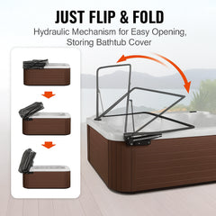 Hot Tub Cover Lift, Spa Cover Lift, Hydraulic, Width 175.26cm - 254.11cm Adjustable, Installed on Both Sides at the Top, Suitable for Various Sizes of Rectangular Bathtubs, Hot Tubs, Spa