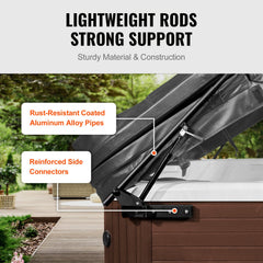 Hot Tub Cover Lift, Spa Cover Lift, Hydraulic, Width 175.26cm - 254.11cm Adjustable, Installed on Both Sides at the Top, Suitable for Various Sizes of Rectangular Bathtubs, Hot Tubs, Spa