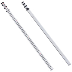 Aluminum Grade Rod, 14-Feet/8ths 4 Sections Telescopic Measuring Rod, Double-Sided Scale 1/8in Leveling Rod Stick, Aluminum Alloy Survey Rod w/ Bubble Level &Carrying Bag for Houses,Walls,Floors