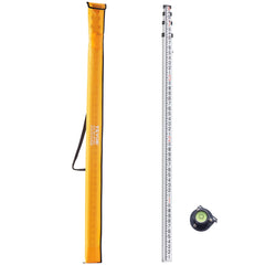 Aluminum Grade Rod, 14-Feet/8ths 4 Sections Telescopic Measuring Rod, Double-Sided Scale 1/8in Leveling Rod Stick, Aluminum Alloy Survey Rod w/ Bubble Level &Carrying Bag for Houses,Walls,Floors