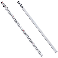 Aluminum Grade Rod, 14-Feet/8ths 4 Sections Telescopic Measuring Rod, Double-Sided Scale 1/8in Leveling Rod Stick, Aluminum Alloy Survey Rod w/ Bubble Level &Carrying Bag for Houses,Walls,Floors