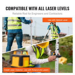 Measuring Rod 16-Feet/10ths 4 Sections Telescopic Grade Rod 1/10ft w/ Bag