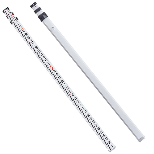 Aluminum Grade Rod, 9-Feet/8ths 3 Sections Telescopic Measuring Rod, Double-Sided Scale 1/8in Leveling Rod Stick,Aluminum Alloy Survey Rod with Bubble Level &Carrying Bag for Houses,Walls,Floors