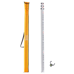 Aluminum Grade Rod, 9-Feet/8ths 3 Sections Telescopic Measuring Rod, Double-Sided Scale 1/8in Leveling Rod Stick,Aluminum Alloy Survey Rod with Bubble Level &Carrying Bag for Houses,Walls,Floors