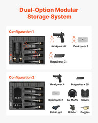 Hard Pistol Case, Heavy Duty Hard Gun Case with XPE Foam Interior, Waterproof Pistol Storage Box with Customizable Lining & Handle for Gun, Lenses, Camera, Gear, TSA Compliant, 475x415x215 mm