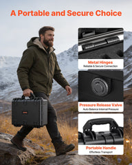 Hard Pistol Case, Heavy Duty Hard Gun Case with XPE Foam Interior, Waterproof Pistol Storage Box with Customizable Lining & Handle for Gun, Lenses, Camera, Gear, TSA Compliant, 475x415x215 mm