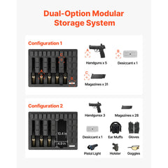 Hard Pistol Case, Heavy Duty Hard Gun Case with XPE Foam Lining, Waterproof Pistol Storage Box with Customizable Interior & Handle for Gun, Lenses, Camera, Gear, TSA Compliant, 475x415x215 mm