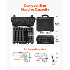 Hard Pistol Case, Heavy Duty Hard Gun Case with XPE Foam Lining, Waterproof Pistol Storage Box with Customizable Interior & Handle for Gun, Lenses, Camera, Gear, TSA Compliant, 475x415x215 mm