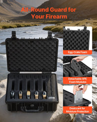 Hard Pistol Case, Heavy Duty Hard Gun Case with XPE Foam Lining, Waterproof Pistol Storage Box with Customizable Interior & Handle for Gun, Lenses, Camera, Gear, TSA Compliant, 475x415x215 mm