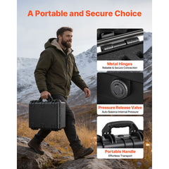 Hard Pistol Case, Heavy Duty Hard Gun Case with XPE Foam Lining, Waterproof Pistol Storage Box with Customizable Interior & Handle for Gun, Lenses, Camera, Gear, TSA Compliant, 475x415x215 mm