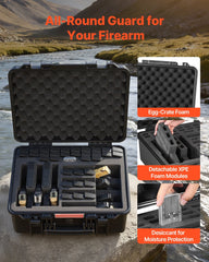Hard Pistol Case, Heavy Duty Hard Gun Case with XPE Foam Lining, Waterproof Pistol Storage Box with Customizable Interior & Handle for Gun, Lenses, Camera, Gear, TSA Compliant, 491x434x211 mm